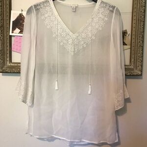 Chico’s sheer Ivory flowy shirt size 0 extra small